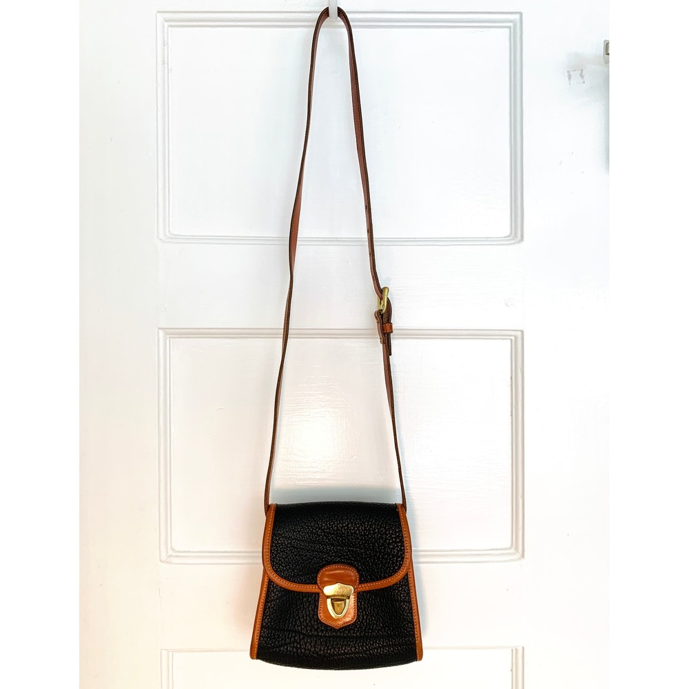 Dooney & Bourke Vintage 90s All-Weather Leather Navy Little Lock Bag Crossbody - Picture 3 of 16